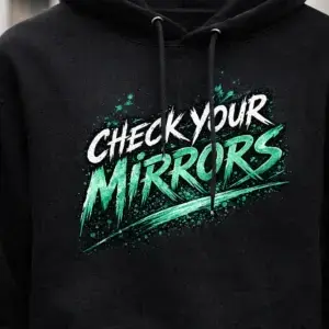 Check Your Mirrors, Not Your Past Hoodie - Front