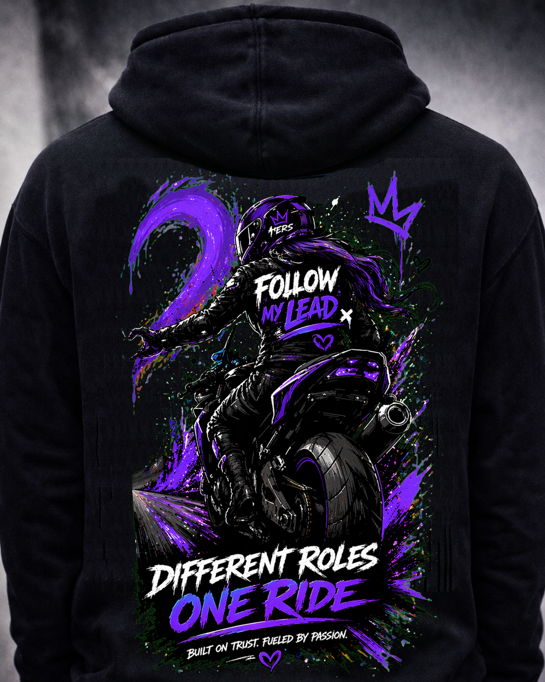 Follow My Lead black hoodie back print