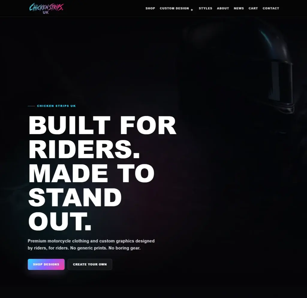 Chicken Strips new website homepage