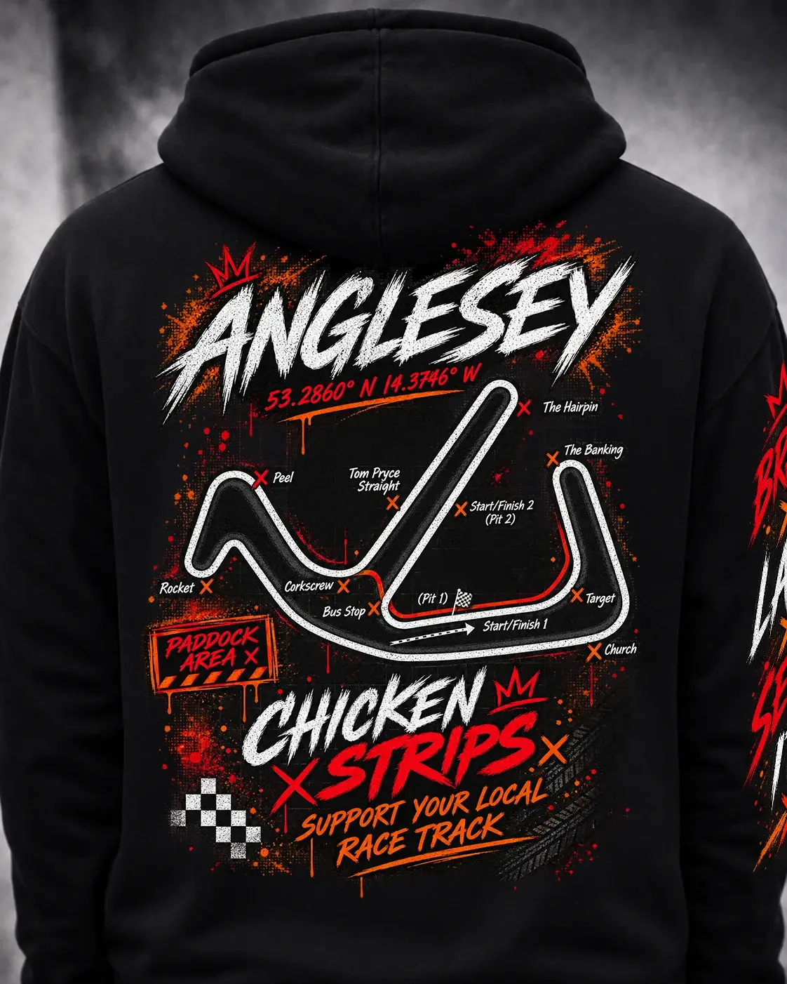 Back view of the black Anglesey Track Hoodie
