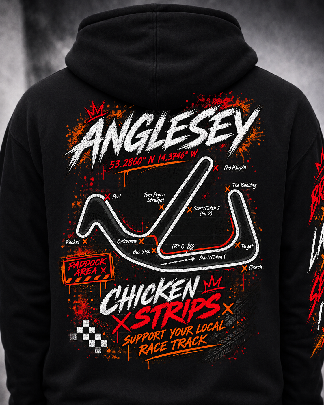Back view of the black Anglesey Track Hoodie