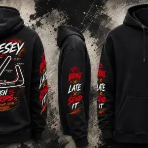 Full design view of the black Anglesey Track Hoodie