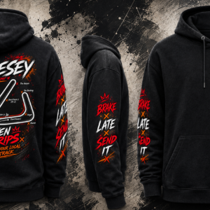 Full design view of the black Anglesey Track Hoodie