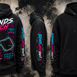 Full design view of the black Brands Hatch Track Hoodie