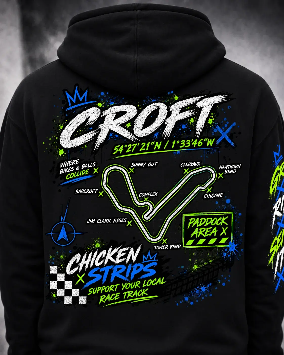 Back view of the black Croft Track Hoodie