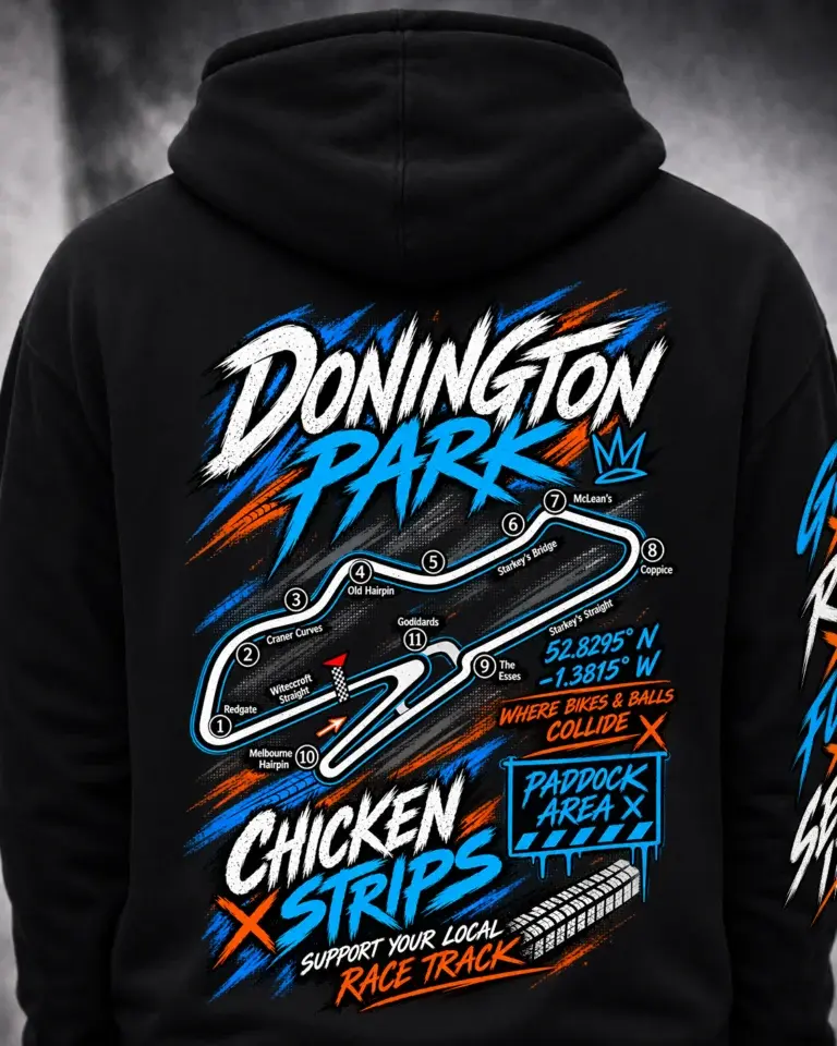 Donington Park original Chicken Strips garment design