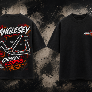 Front and back view of the black Anglesey Track T-Shirt
