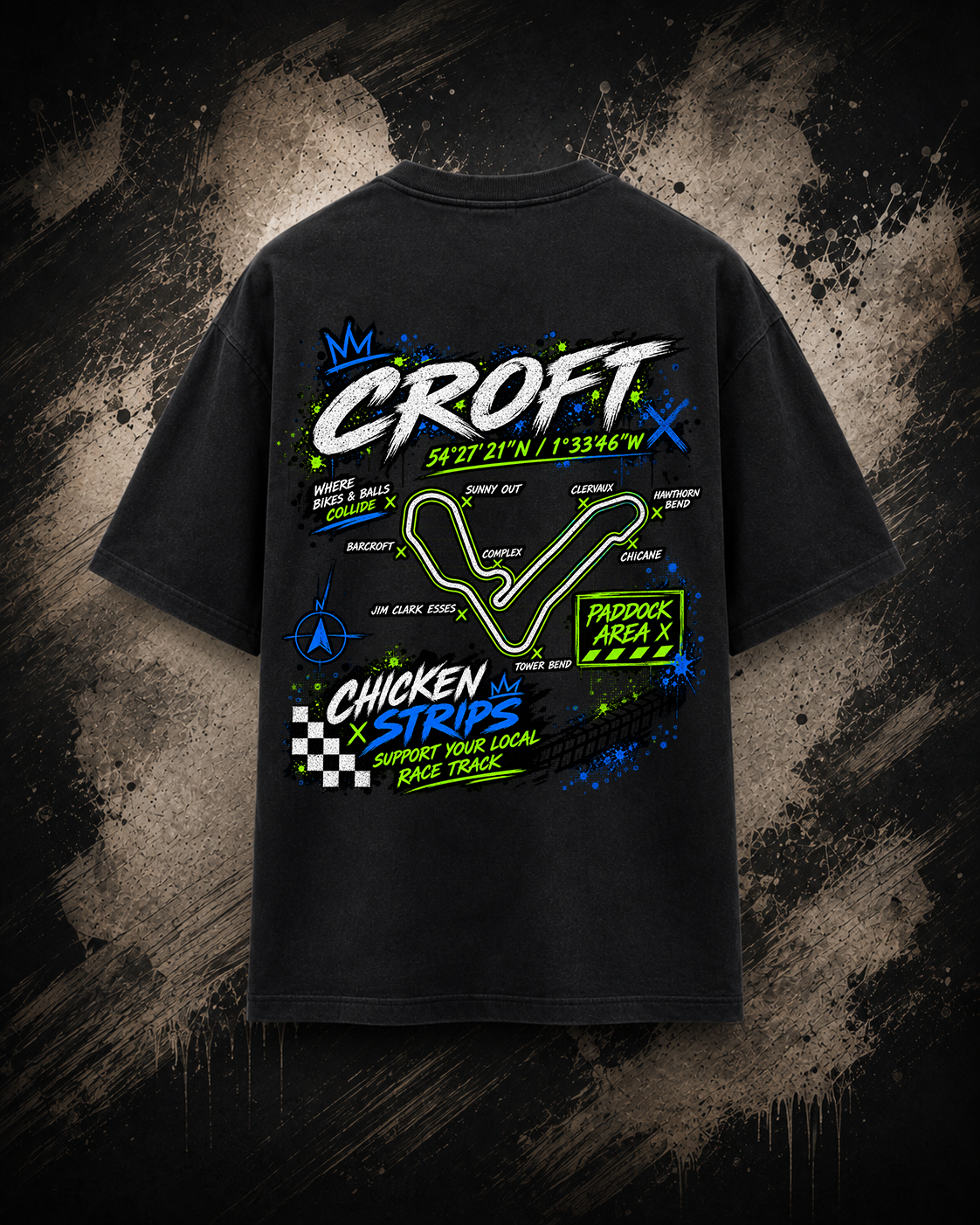 Back view of the black Croft Track T-Shirt