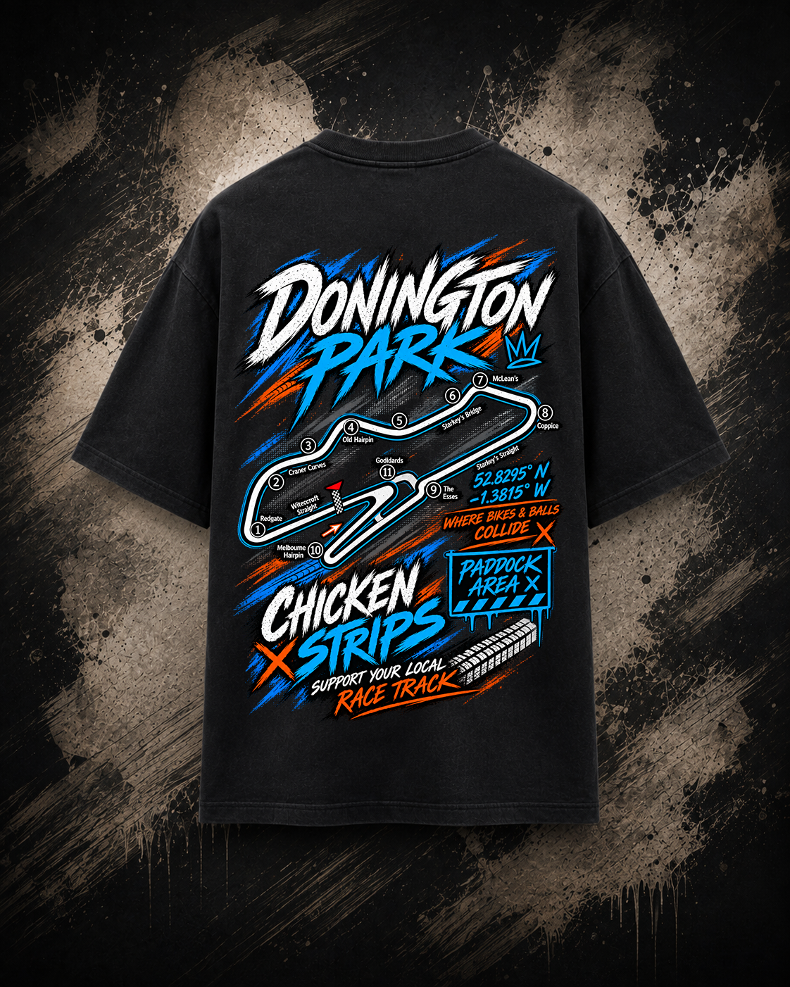 Back view of the black Donington Park Track T-Shirt
