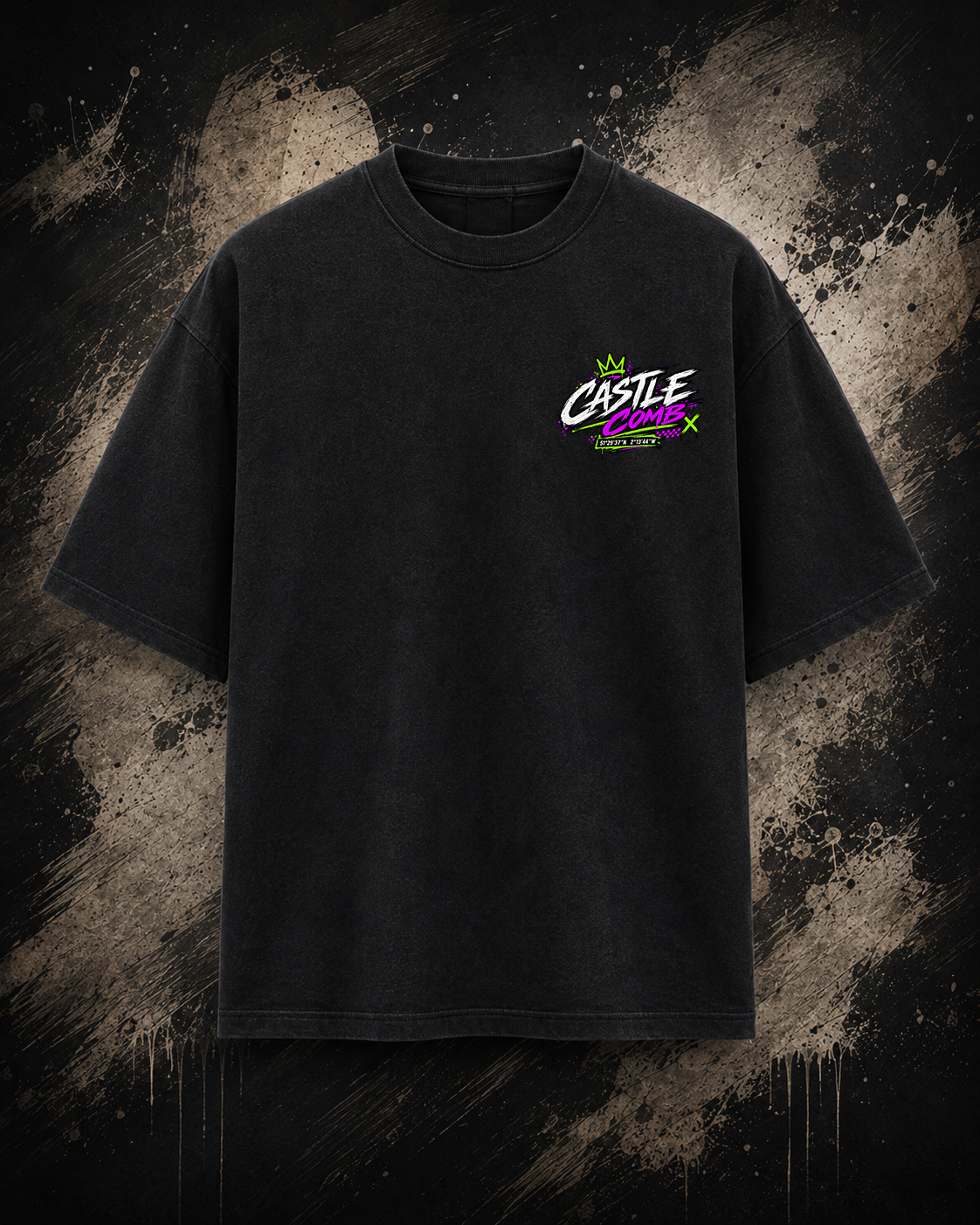 Front view of the black Castle Combe Track T-Shirt